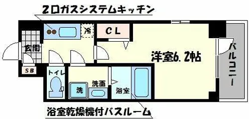 エスリード難波グレイス【3階】の間取り