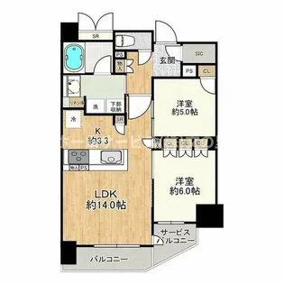 リバーガーデン四天王寺【11階】の間取り