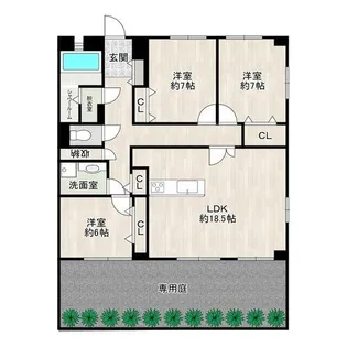 セレイン香椎花園【B101号室】の間取り