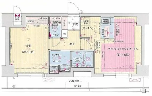 大阪府大阪市城東区新喜多1丁目【マンション】の間取り