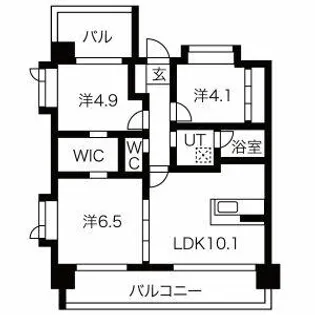 ヒルクレスト大橋グランデ2【401号室】の間取り