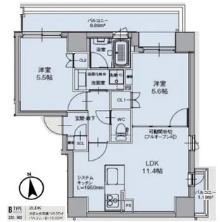 W上町台【802号室】の間取り