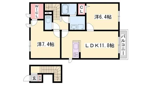 ニューフォーレス ナガタ D棟【2階】の間取り