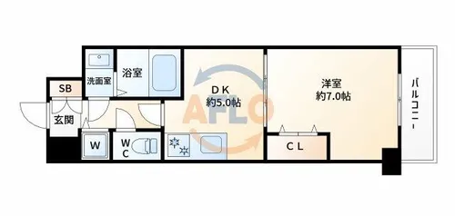 1DKの間取り画像