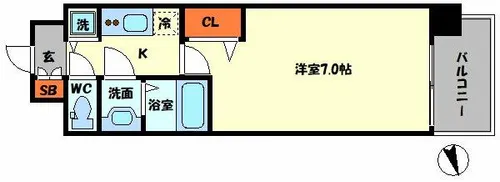 メインステージ大阪福島【3階】の間取り