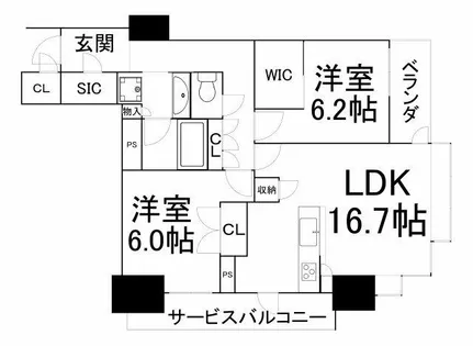 ブランズタワー南堀江【21階】の間取り