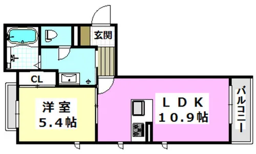 シャーメゾン ラソ茨木【202号室】の間取り