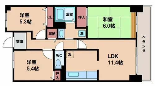 コーシャハイツ苅田【11階】の間取り