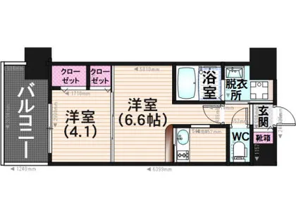エンクレスト大橋【1102号室】の間取り