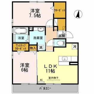 アゼリア B棟【202号室】の間取り