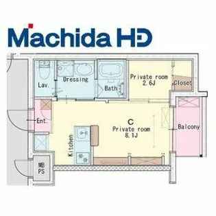 ジーイーディス【1FC号室】の間取り