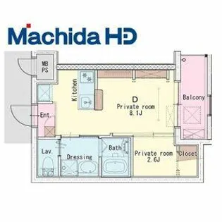 ジーイーディス【3FD号室】の間取り