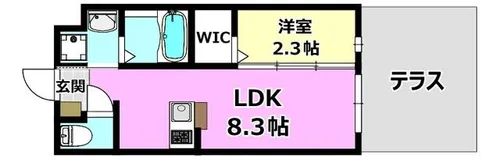 リアコート千里丘Ⅰ NORTH【103号室】の間取り