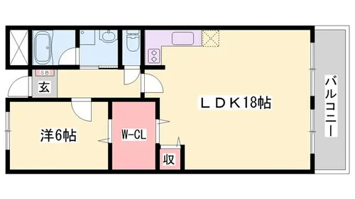 グローバル高田【3-F号室】の間取り