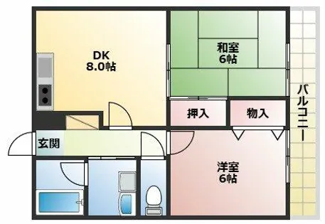 ハイツイベール【2階】の間取り