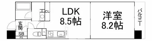大阪府大阪市中央区谷町5丁目【マンション】の間取り