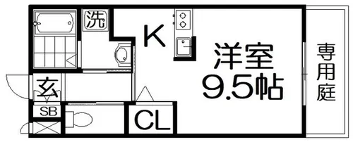コンフォールヴィル木田元宮【1階】の間取り
