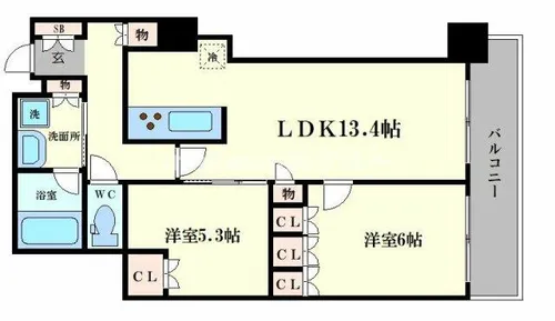 阿波座ライズタワーズフラッグ46【29階】の間取り