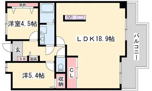 ネオハイツ今宿B棟【1203号室】の間取り