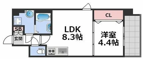 スプランディッド難波III【8階】の間取り