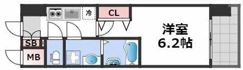 エスリードレジデンス大阪難波【7階】の間取り