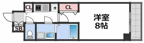 ウィルテラスなんば南【5階】の間取り