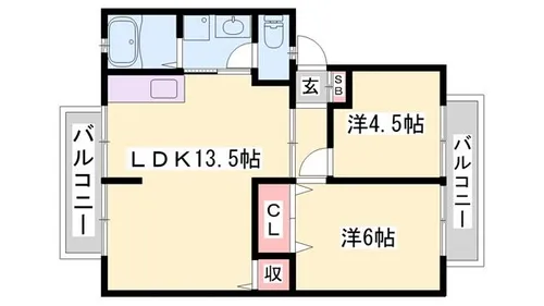 バンブーヒル【202号室】の間取り