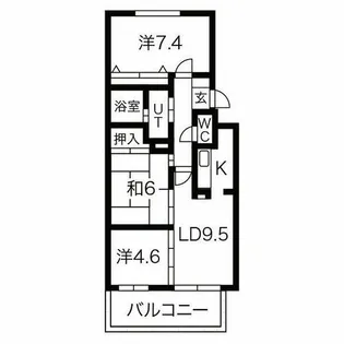 ガーデンハウス山鼻南Ⅱ【105号室】の間取り