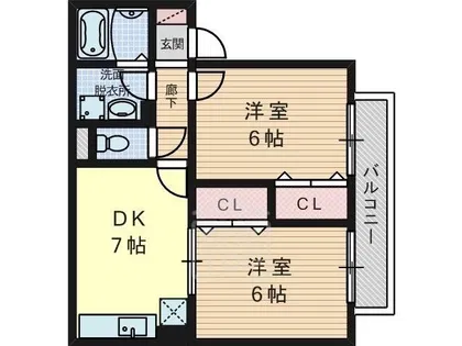 ハイカムールB棟【1階】の間取り