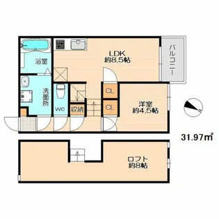 CB和白オーシャンアクア【2階】の間取り