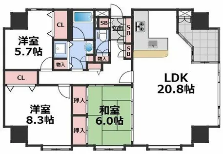 セイワパレス四天王寺【2階】の間取り