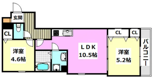 セレニティ豊川A棟【3階】の間取り