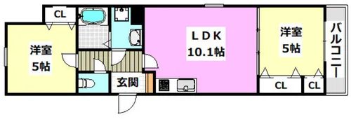 セレニティ豊川A棟【2階】の間取り