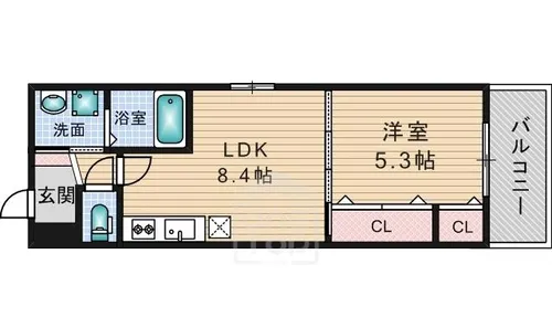 フジパレスカルディアB【3階】の間取り