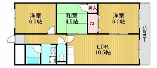 ガーデンハイツ飯坂Ⅱ【2階】の間取り