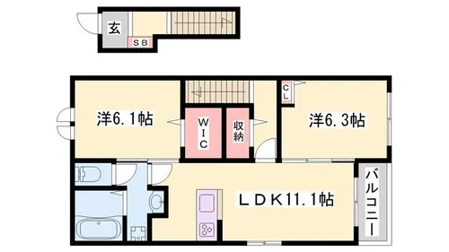 エスペランサ中仁野8【203号室】の間取り