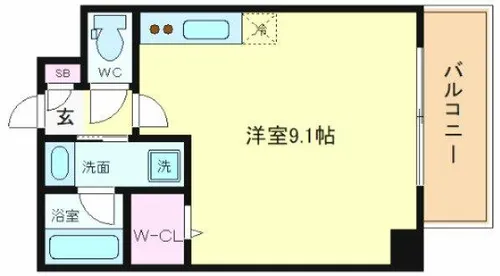 エグゼ難波南Ⅱ【4階】の間取り