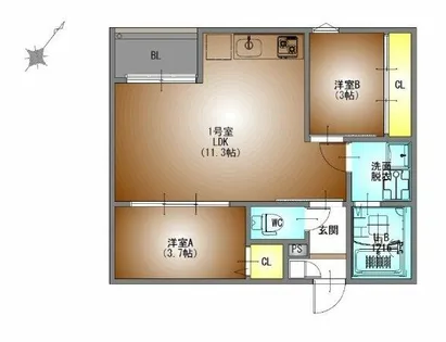 REGALESTルミナス黄金【1階】の間取り