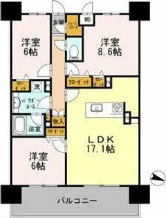 ロイヤルパークスERささしま EAST【9階】の間取り