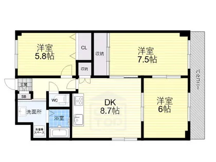 アルバ摂津【1階】の間取り