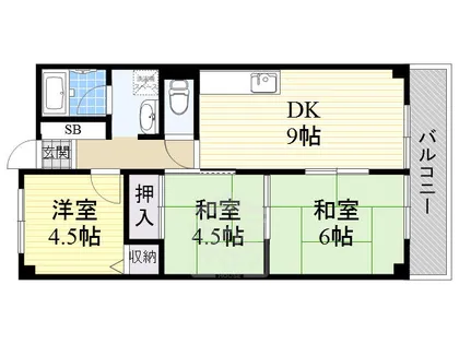 ピアハイツ幸【4階】の間取り