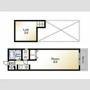 ドコモ南天神【201号室】の間取り