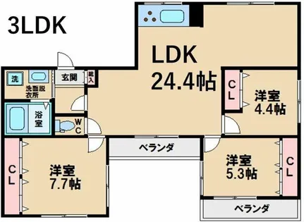 アパートメント松虫【3階】の間取り