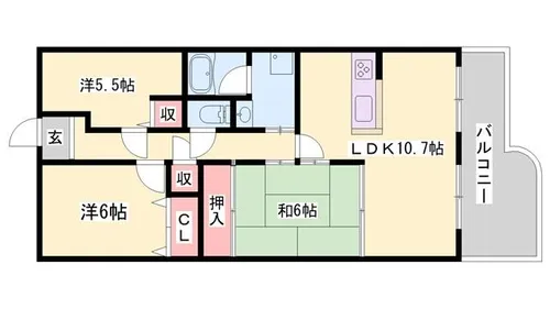 サンパティック的形【903号室】の間取り