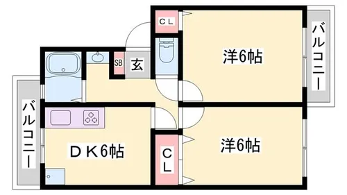 グリーンヒルズ土山【206号室】の間取り