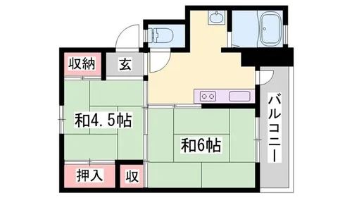 ビレッジハウス小坂【2-502号室】の間取り