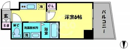 エステムコート大阪新町【9階】の間取り