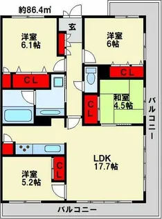 アクロス小倉セントラルスクエア【6階】の間取り