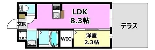 リアコート千里丘Ⅰ NORTH【102号室】の間取り