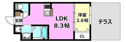 リアコート千里丘Ⅰ NORTH【106号室】の間取り